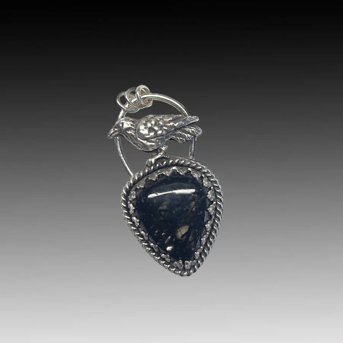 Black Rutile Raven pendant